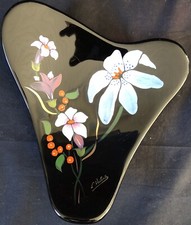 LONGWY EMAUX COUPE À FRUITS SYMPHONIE FOND NOIR - L. VALENTI