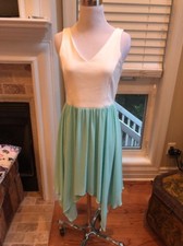 by freeway WHITE TEAL AQUA TURQUOISE ASYMMETRICAL BALLERINA DANCING Dress SIZE M
