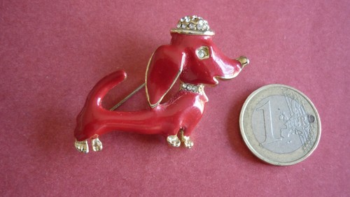 Broche teckel metal dore - broche,