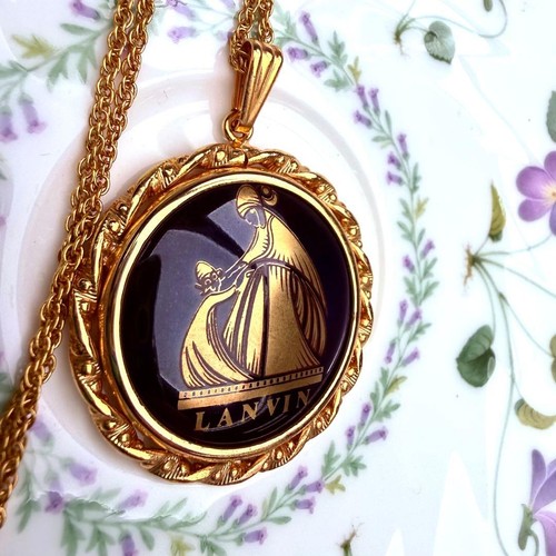 Collier noir doré lanvin - collier,