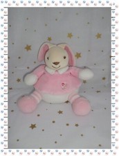 ⑧ -  Doudou Peluche Boule Lapin Ecru Rose Blanc Robe Jambes Rayées  Bestever