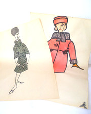 2 DESSINS DE MODE AQUARELLE ET FEUTRE SIGNÉS JLS VERS 1958 (4)