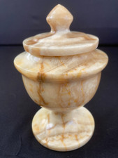 BONBONNIÈRE DRAGEOIR BOÎTE À BIJOUX  SUR PIED EN ALBÂTRE ONYX VINTAGE