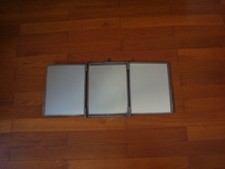 Ancien miroir triptyque de barbier  décor  floral