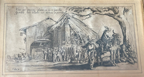 Gravure xviie signée jacques - signée,