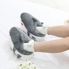 Chaussons requin pour femmes, pantoufles en peluche animal, chaussures de