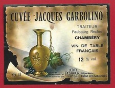 116-39 Etiquette  Cuvée Jacques GARBOLINO, Traiteur Chambéry, mis Jean PERRIER