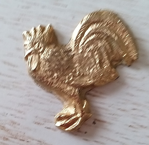 Feve plate coq metal - coq, dore