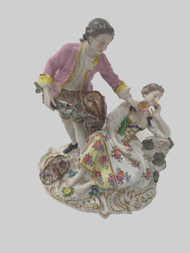 Groupe porcelaine polychrome