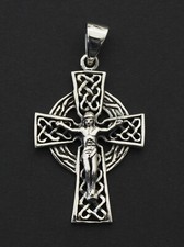 Pendentif Crucifix Croix Celte Irlandaise Celtique triquetra Argent 925 5g 26364