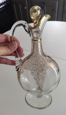 Carafe en cristal ou verre  soufflé  doré or numéroté en dessous