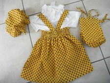 ENSEMBLE JUPE  CORSAGE CHARLOTTE + SAC BOURSE PROVENCALE JAUNE FAIT MAIN 4 ANS