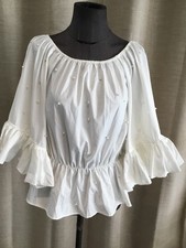 Très Belle Blouse Blanche Perles May 36/38 Tbe
