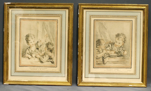 Paire gravures demarteau - gravures,