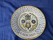 ASSIETTE EN FAIENCE ANCIENNE "A MON AMIE" signature ???