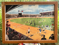 superbe ancienne affiche scolaire rossignol course stade athlétisme zoo