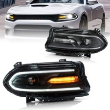 VLAND Phares Avant pour Dodge-Charger 2015-2020 Avec LED DRL