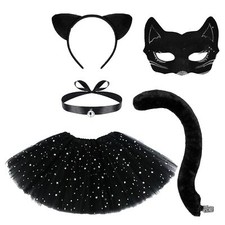 Déguisement de Chat Noir pour Fille et Femme Adulte avec Serre-Tête Collier R...