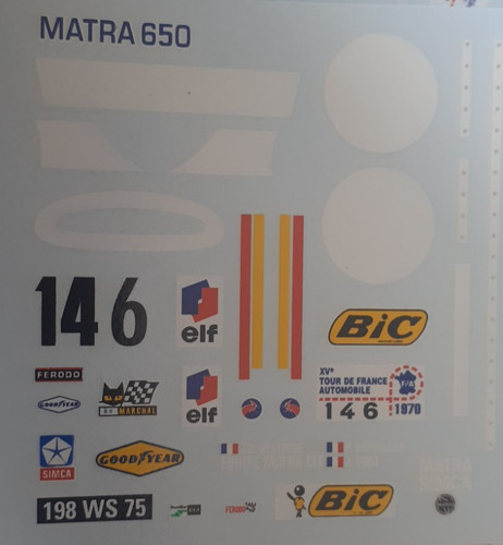 Decals decalcomanie matra 650 - decalcomanie,