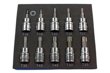 US Pro 10 Pièces 3/8 48mm Long S2 Jeu de Clés Torx T10 - T55 B2066