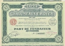 Action :SA des Chalumeaux E. ROYER - SACER - Lyon