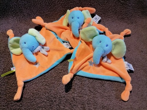 Doudou plat éléphant orange - plat,