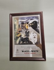 CADRE MIROIR ANGLAIS 'BLACK & WHITE' SCOTCH WHISKY / DECORATION VINTAGE 