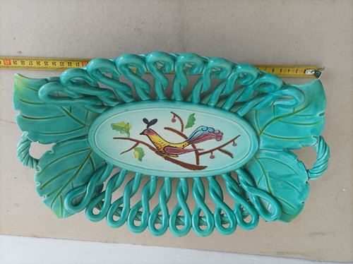 Plat coupe céramique oiseau