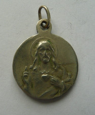 Ancienne MEDAILLE religieuse SACRE COEUR de JESUS/ SAINTE VIERGE du ROSAIRE