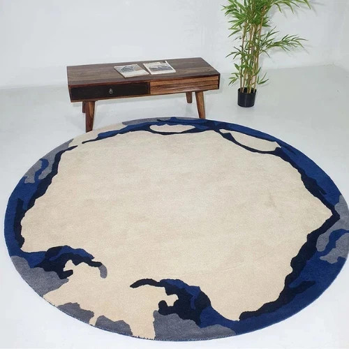Tapis rond laine touffeté - laine,