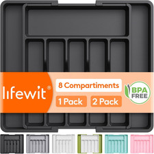 Range-Couverts Extensible pour Tiroir, Organisateur Réglable de Cuisine Noir, 8 