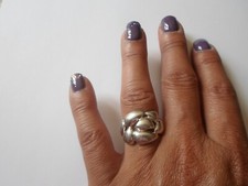 bague en argent massif, ajourée, t. 56