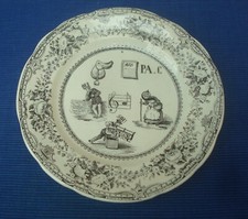 V67 Lot 2 Assiette Dessert Parlante Rebus CHOISY XIXe Hautin & Boulenger N°6 & 7