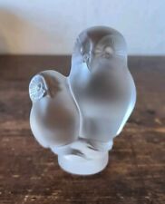 Chouettes en cristal de Sèvres givré statuette signé