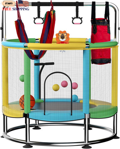Kids trampoline with safety - with,