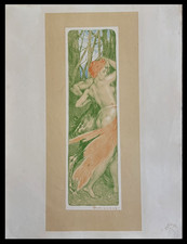 Emile BERCHMANS : Renouveau, Estampe moderne, Lithographie originale signée 1897