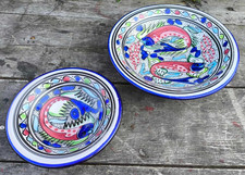 2 plats creux en céramique de Tunisie polychromes saladiers