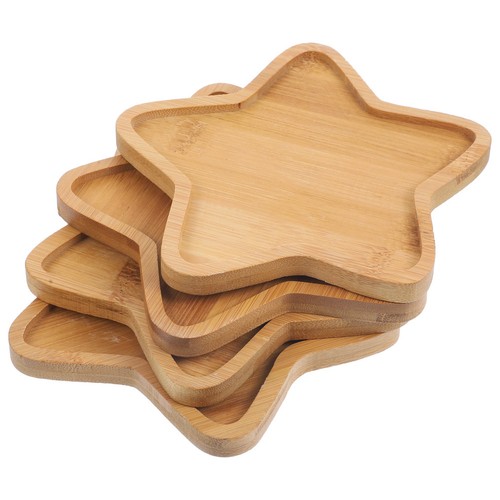 4pcs bamboo plant saucer - bamboo,