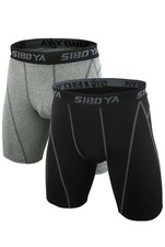 Siboya Men's Compression Shorts 2 Pack Cool Dry Workout Training Running Tights