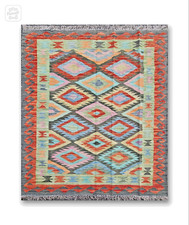 Tapis kilim en laine tissé à la main 195 x 150 cm