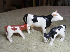 Ferme PLAYMOBIL - Vache et ses deux veaux, tachetés noir et roux, cous articulés
