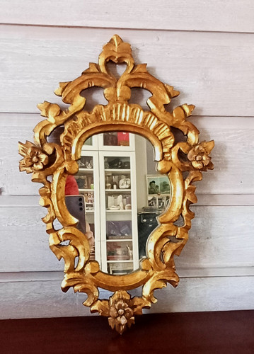 Ancien miroir bois sculpté - miroir, en