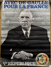Rare - Affiche Originale AVEC DE GAULLE POUR LA FRANCE 1967 (mai 68) - 59x79cm -