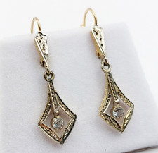 Dormeuses art deco or 18k et pierres blanches (circa 1920)