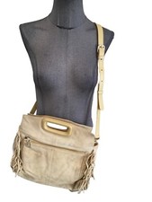 Très Beau Sac Bandoulière Daim Beige Walk Maje Authentique 