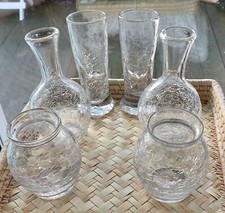 VASES ANCIENS EN VERRE CRAQUELÉ EXCELLENT  ETAT - LOT DE 6