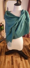 Large Echarpe châle étole vert pois ,cachemire mélangé top qualité cadeau