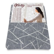 Giusy Grey curtain - paire de rideaux modernes en verre semi-transparent à effet