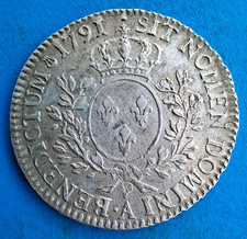 Louis XVI , 1/2 demi écu 1791 A Paris