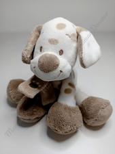 Peluche/Doudou Hochet Max Et Noa Chien Blanc Pois Marron Couronne 15cm  - Nattou